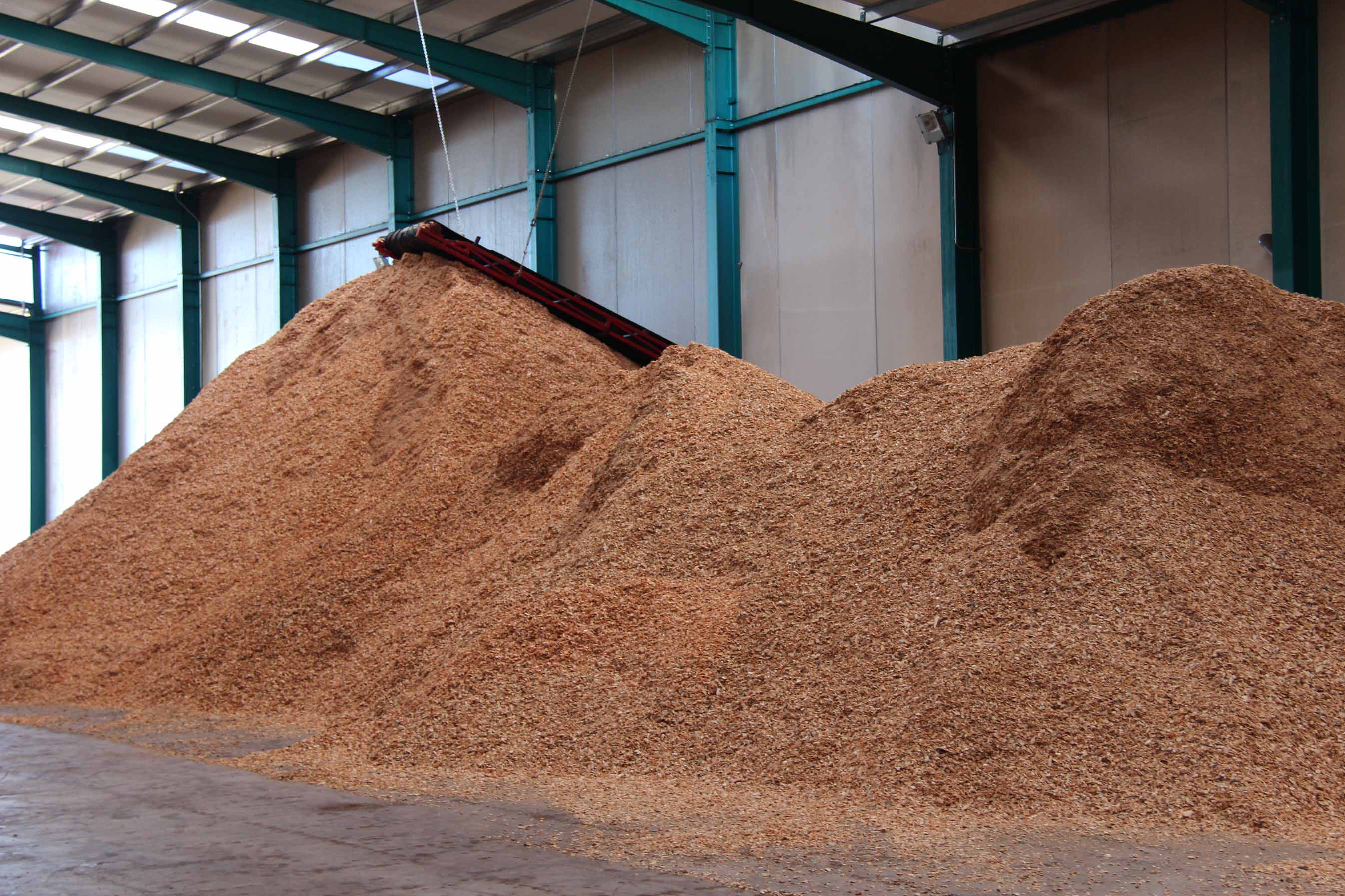 Acopio de biomasa en nave industrial